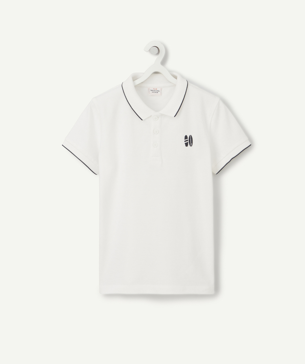 Polo garçon en coton blanc avec surf brodé - 14 A