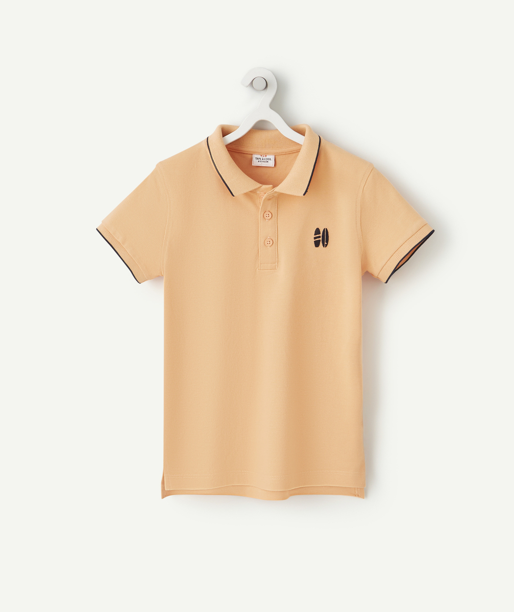 Polo garçon en coton pëche avec planches de surf brodées - 2 A