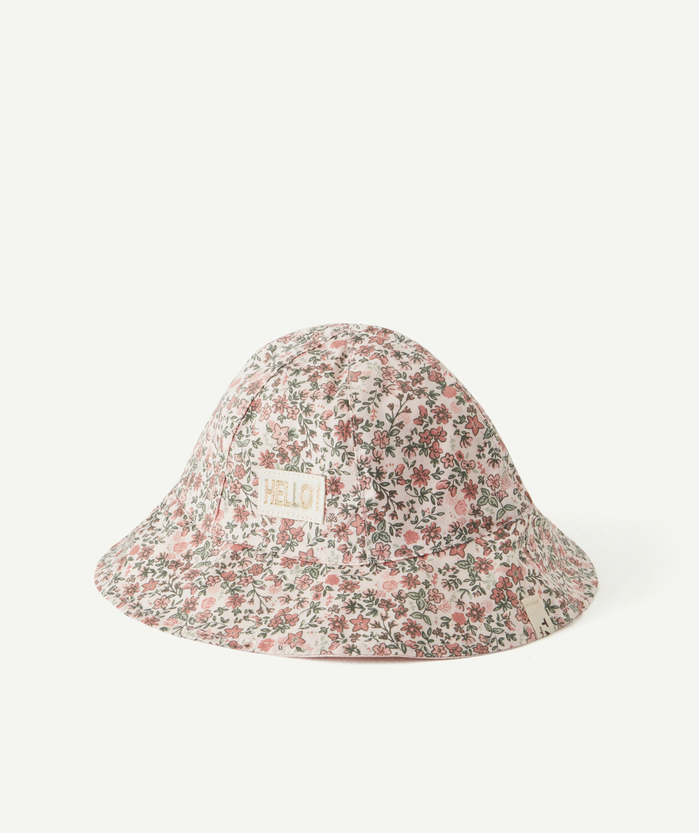 Bob réversible bébé fille rose et imprimés fleuris - 48