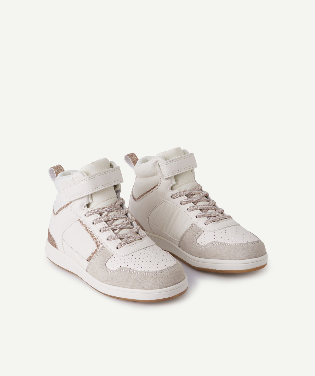 Baskets montantes blanches et pailletés fille - 26