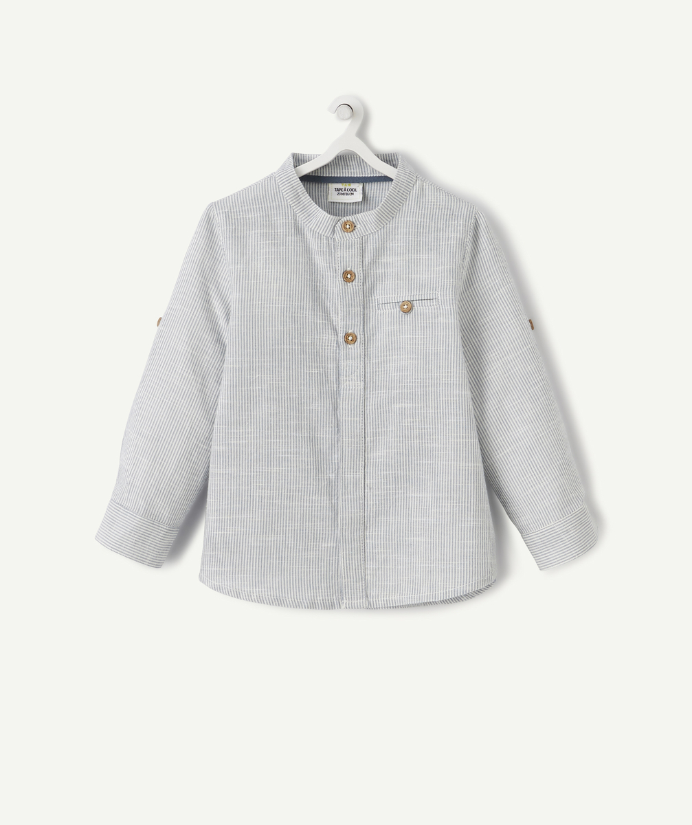 La chemise rayée bleue et blanche en coton - 12 M