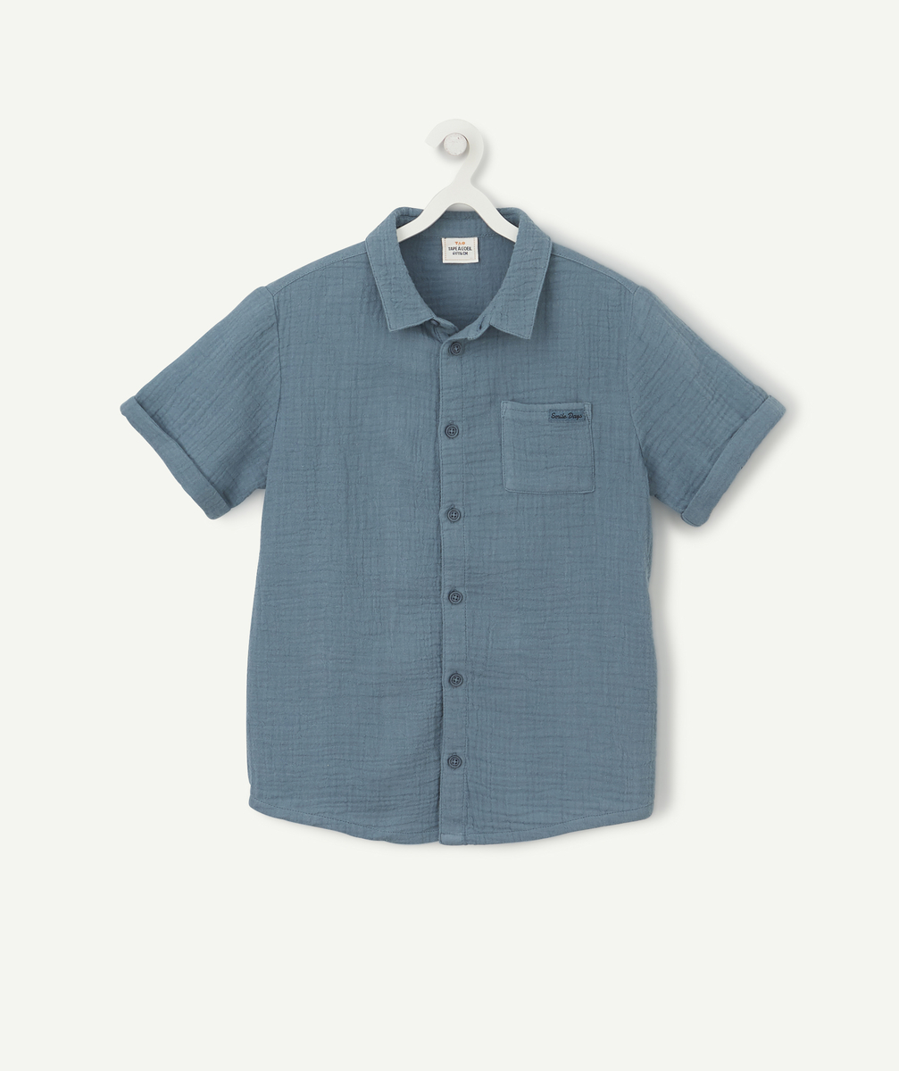Chemise fluide bleu canard garçon - 6 A