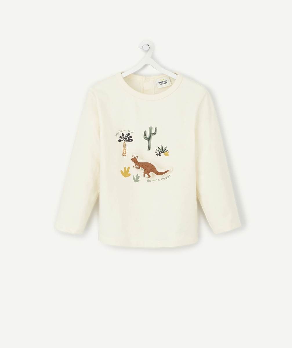 T-shirt en coton bio bébé garçon avec kangourou en relief - 18 M
