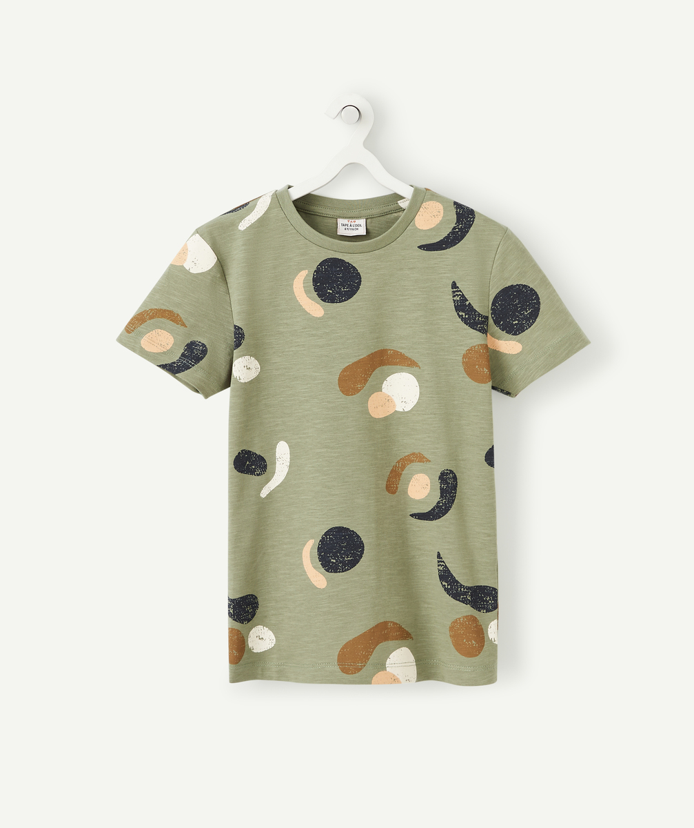 T-shirt kaki garçon en coton bio avec formes colorées - 2 A