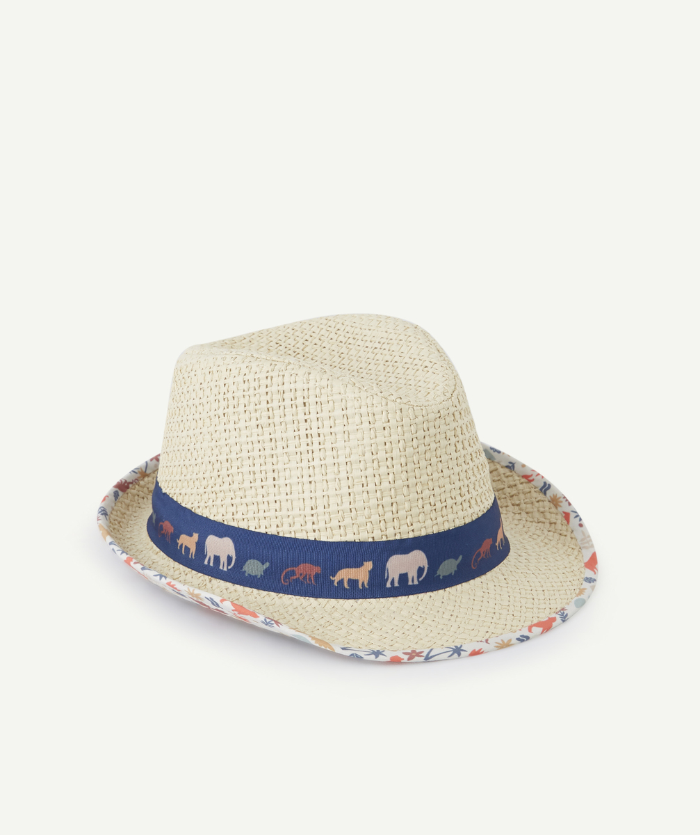 Chapeau de paille bébé garçon avec imprimé animalier - 52
