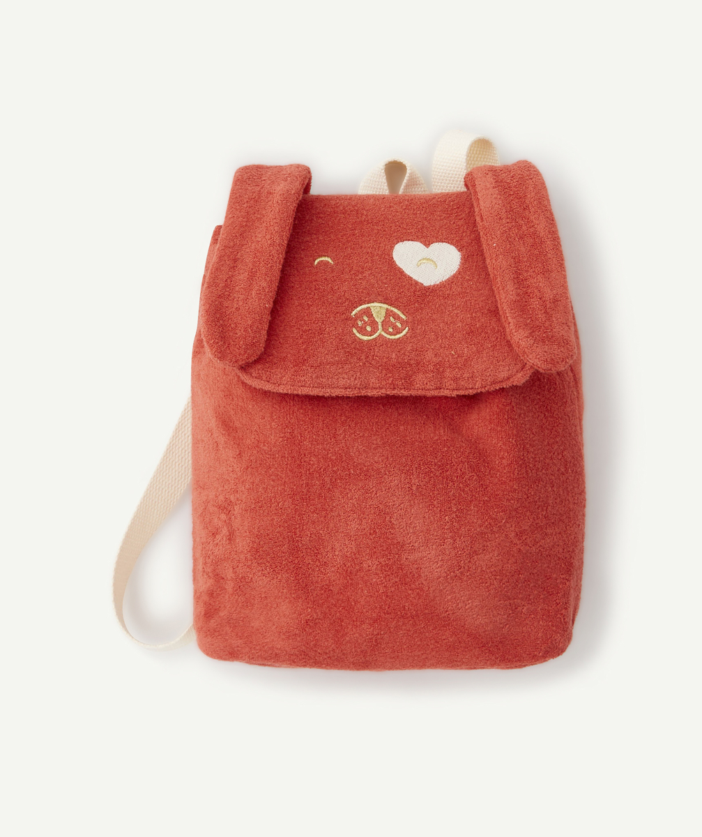 Sac à dos en coton éponge rouge avec oreils en forme de lapins - TU