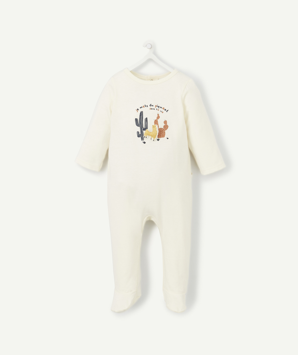 Dors bien écru bébé en coton bio avec motif cactus et message - 12 M