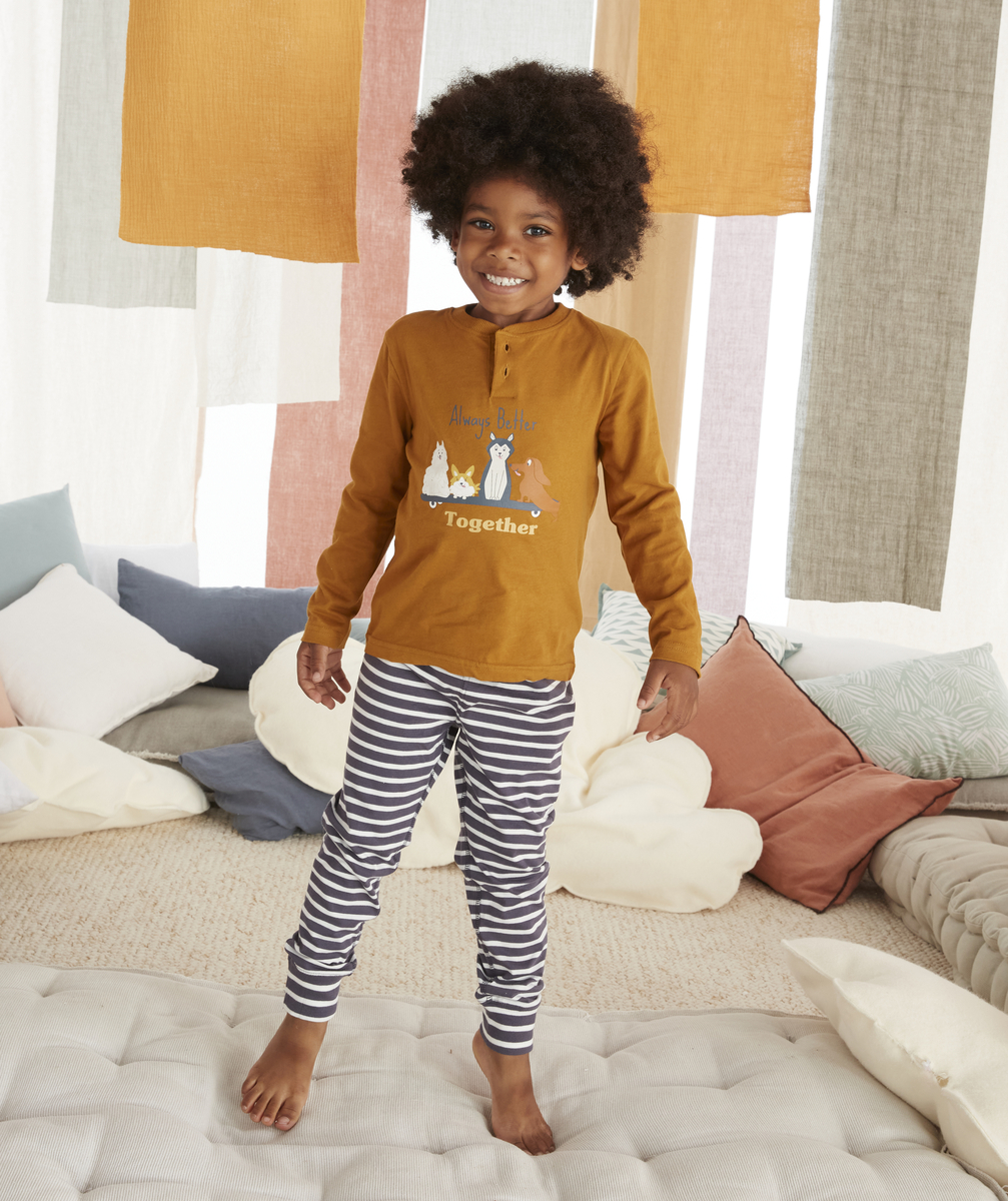 Pyjama garçon en coton avec chiens et message - 12 A