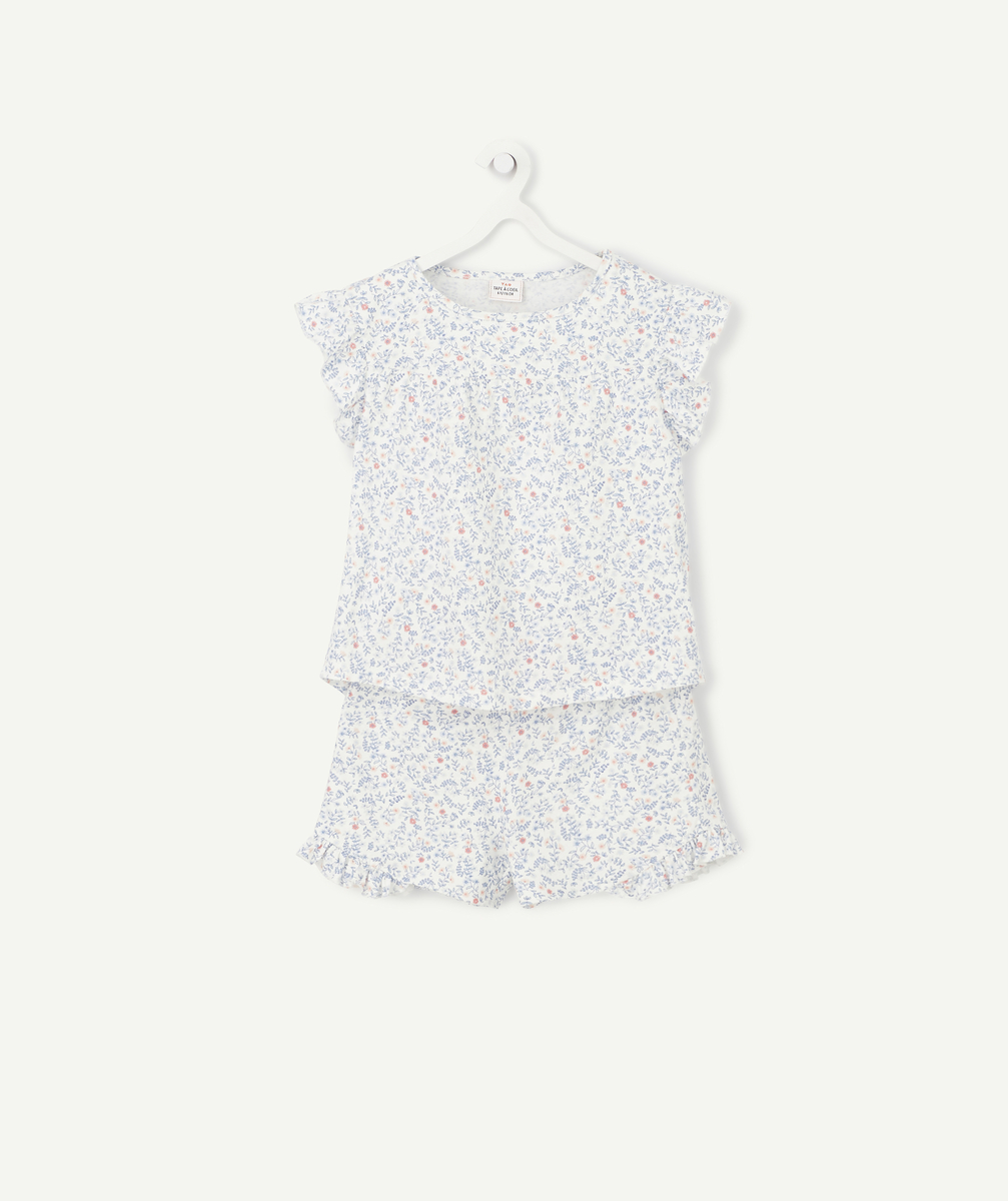 Pyjama short fille en fibres recyclées imprimé fleuri - 12 A