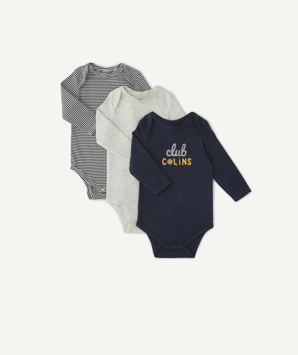 Lot de 3 bodies bébé en coton bio message club calins - 6 M