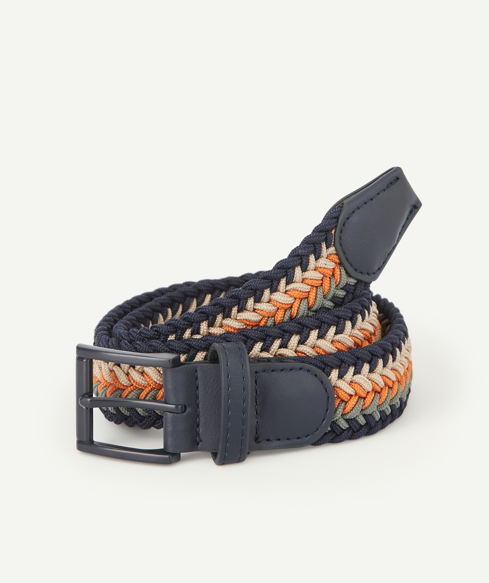 Ceinture tressée orange et bleu marine avec boucle garçon - 50-55