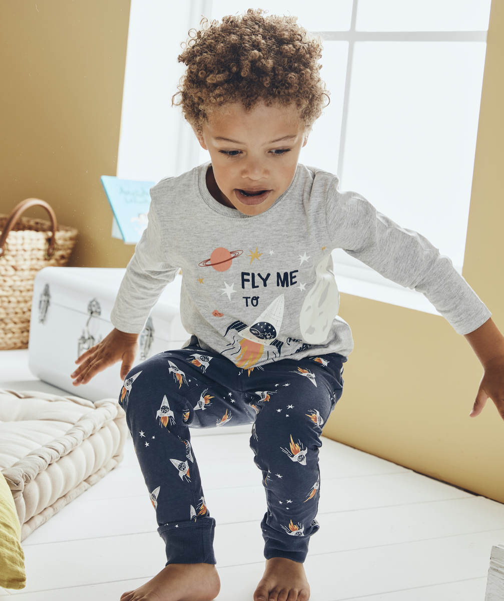 Pyjama garçon en fibres recyclées thème galaxie fluorescent - 2 A