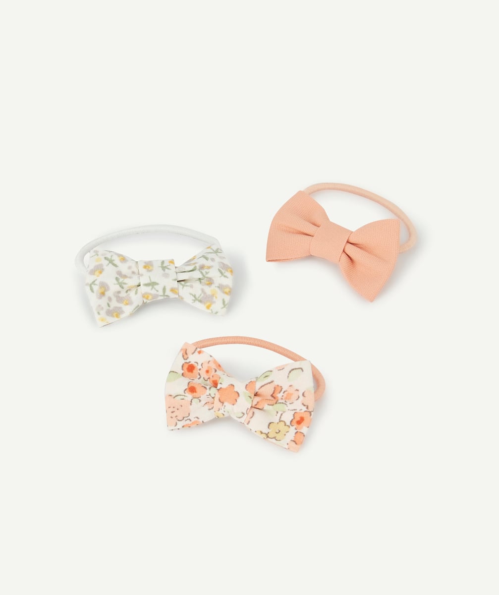 Lot de 3 élastiques avec noeuds rose pastel et fleuris bébé fille - TU