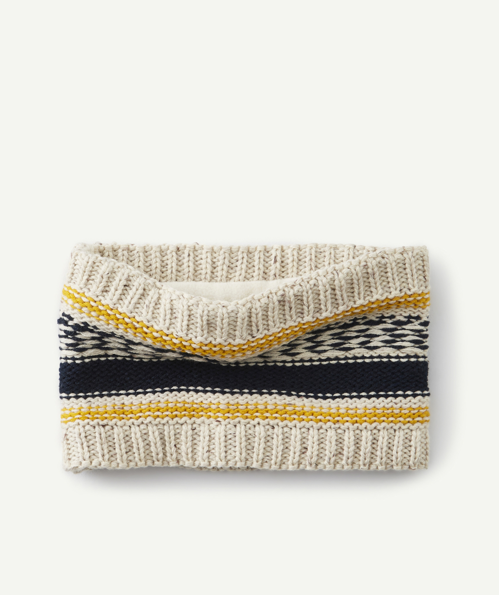 Snood garçon en tricot marine et jaune en fibres recyclées - 8-14 A