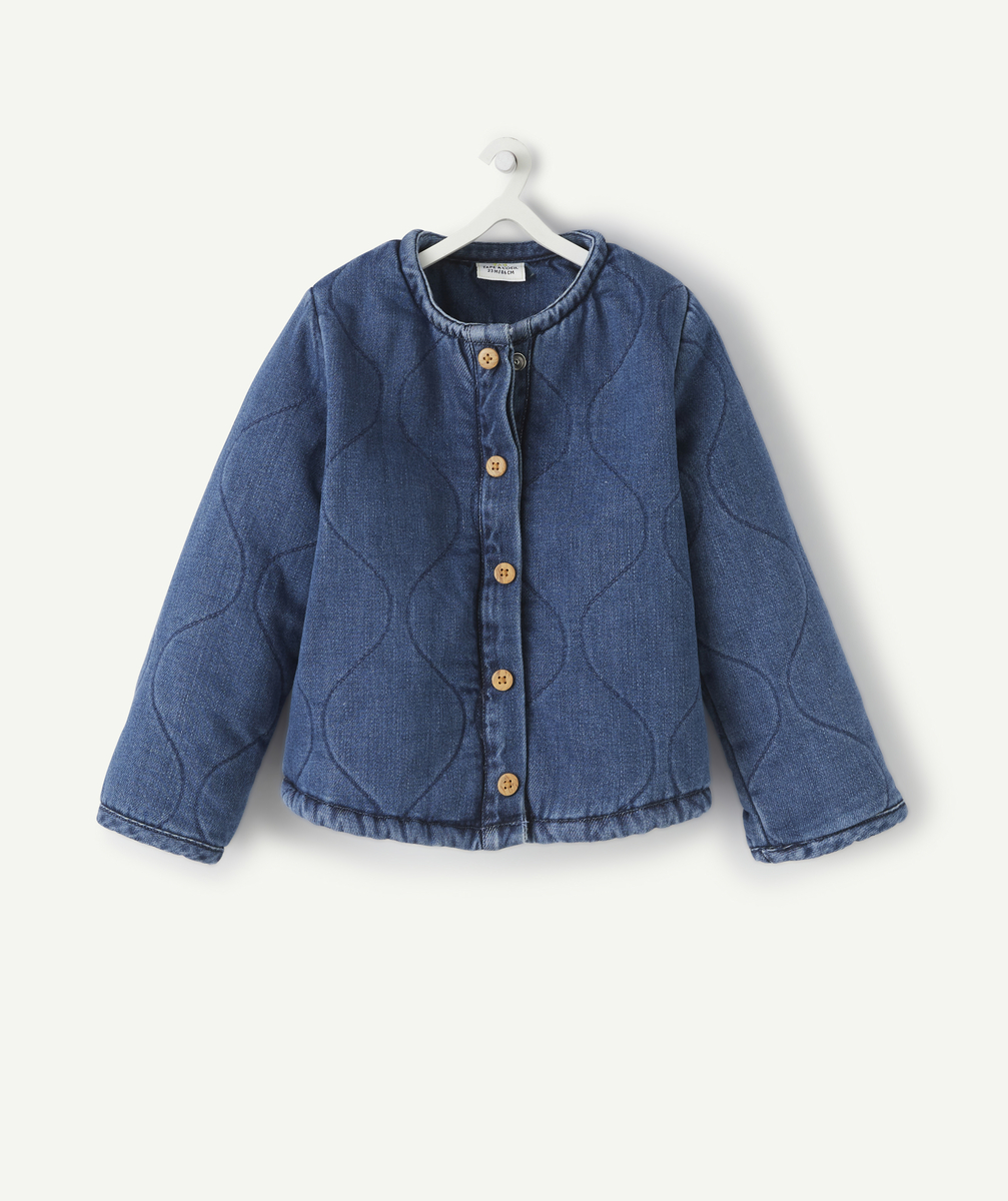 Gilet type veste matelassée bleu jean less water bébé fille - 6 M
