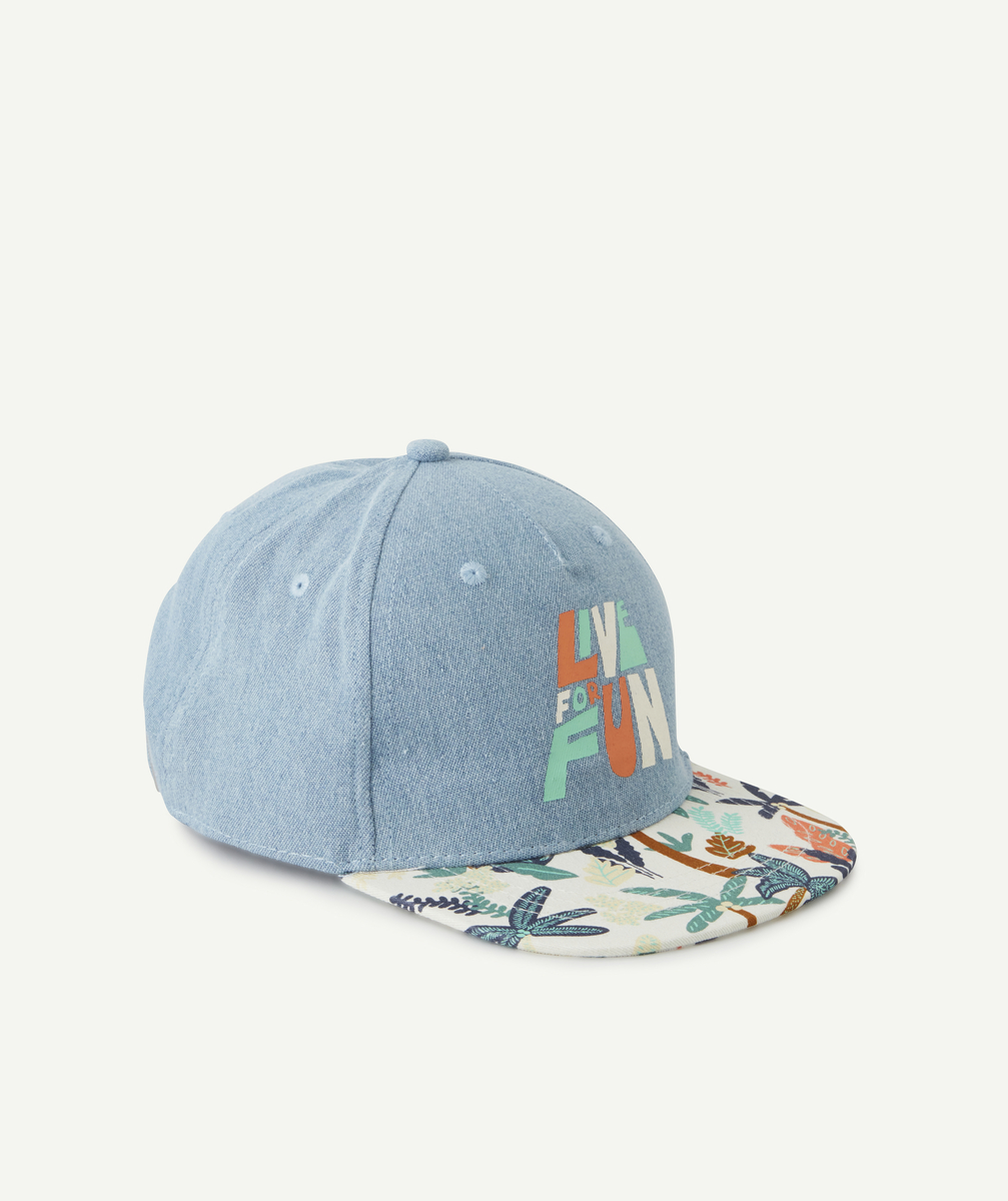 Casquette garçon en coton effet jean avec visière colorée - 8-10 A