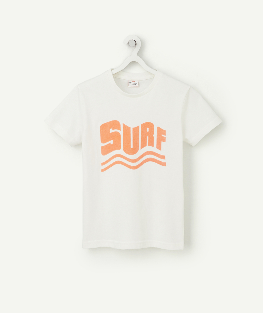 T-shirt garçon en coton biologique blanc avec message surf - 3 A