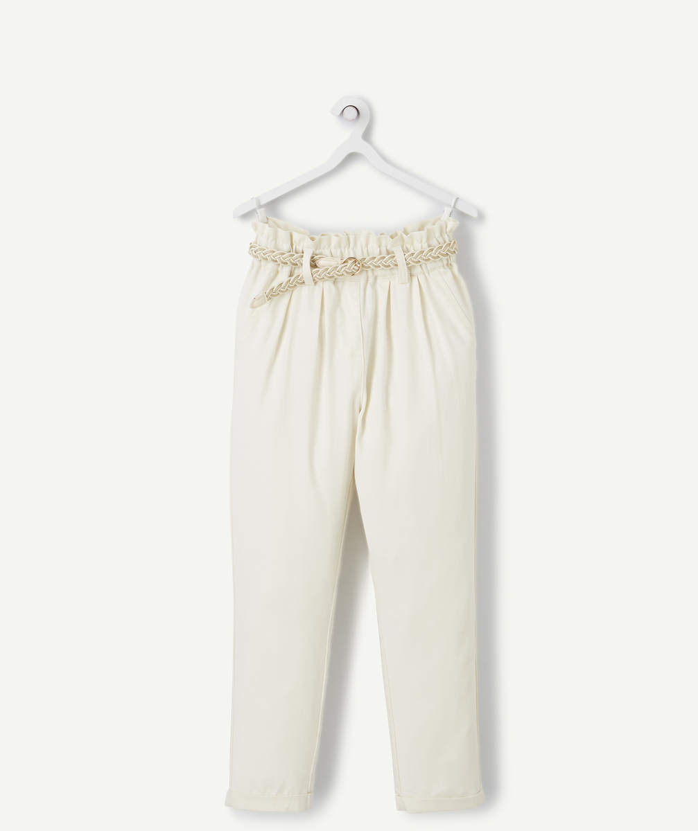 Pantalon fluide beige fille en viscose responsable avec ceinture - 2 A