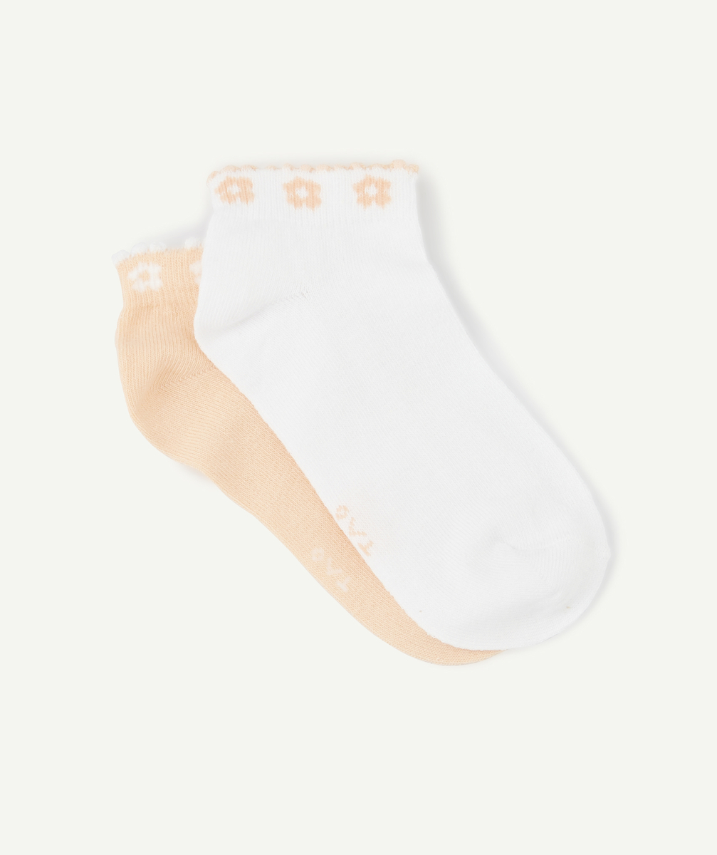 Lot de 2 paires de socquettes orange et blanc fille - 31-34