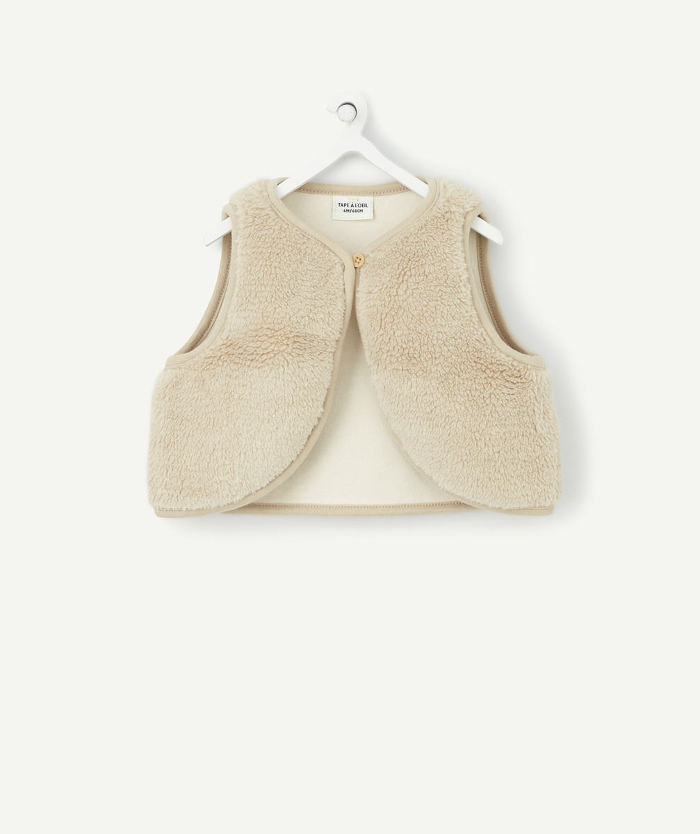 Gilet sans manches bébé en sherpa beige - 18 M