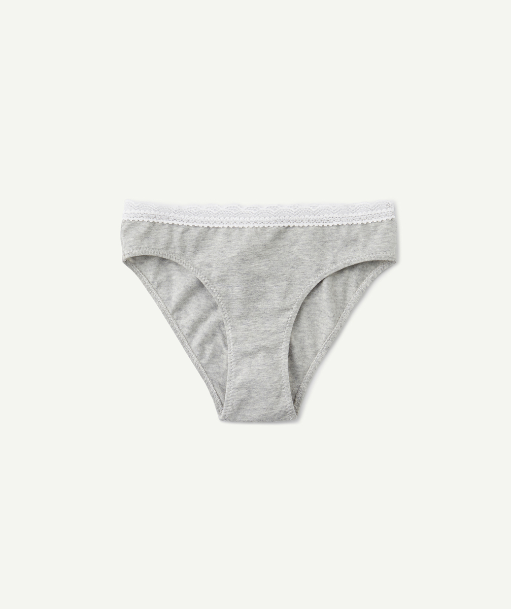 La culotte grise avec dentelle en coton stretch - 14 A