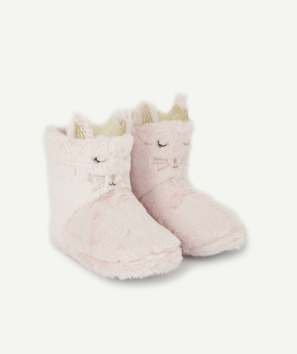 Chaussons montants rose avec animation chat - 24-25