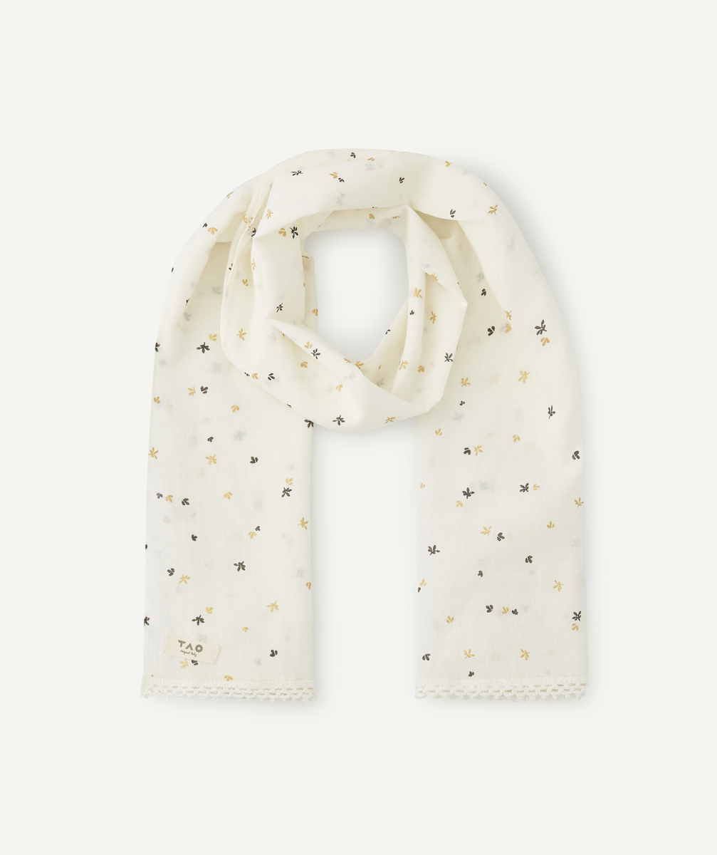 Foulard bébé fille en coton blanc imprimés fleurs jaunes - TU