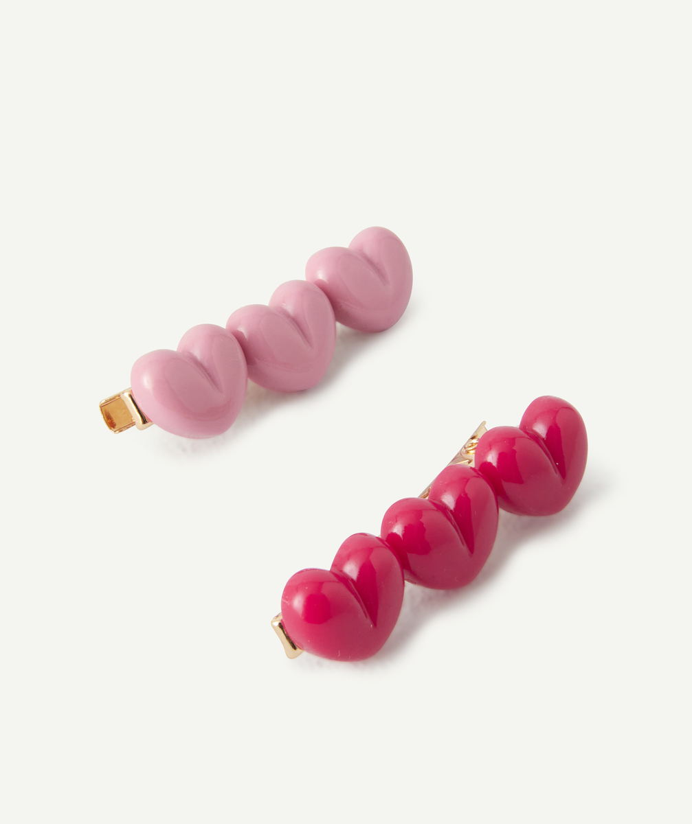 Lot de 2 barettes coeurs rouges et roses fille - TU