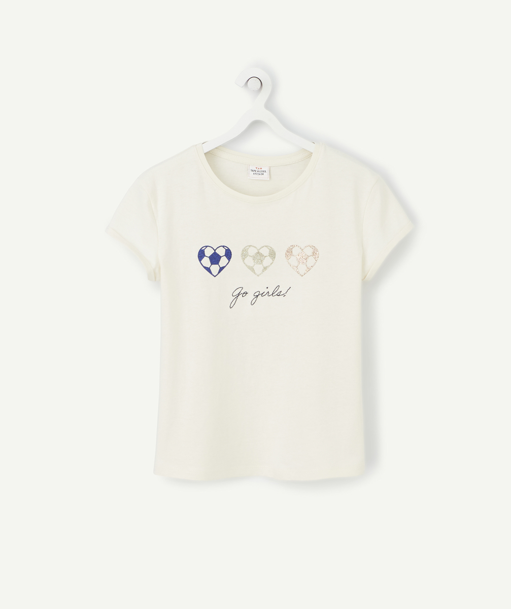 T-shirt blanc coupe d'europe de foot féminin en coton bio fille - 5 A