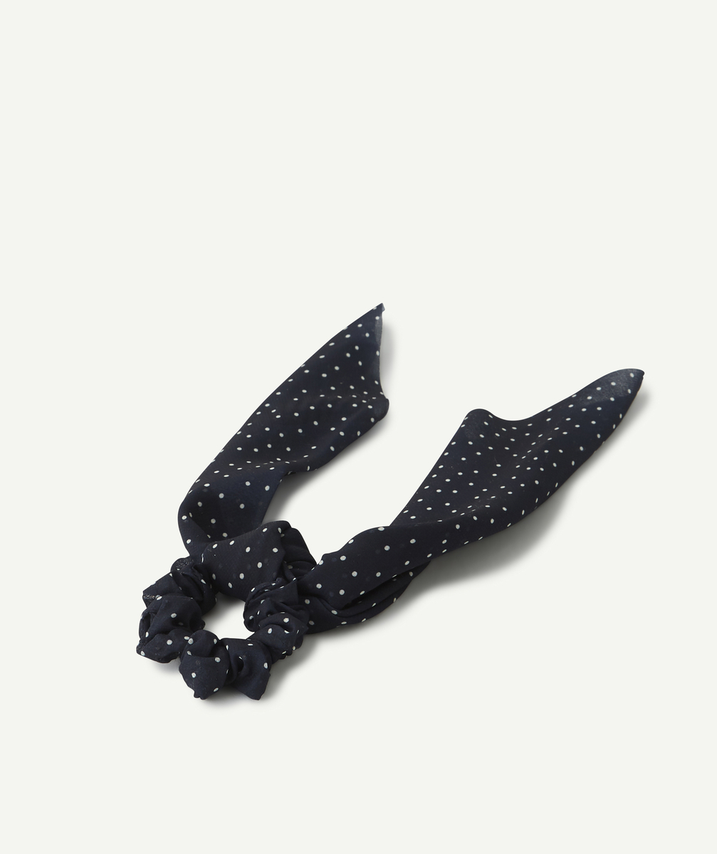 Chouchou fille bleu marine à pois - TU