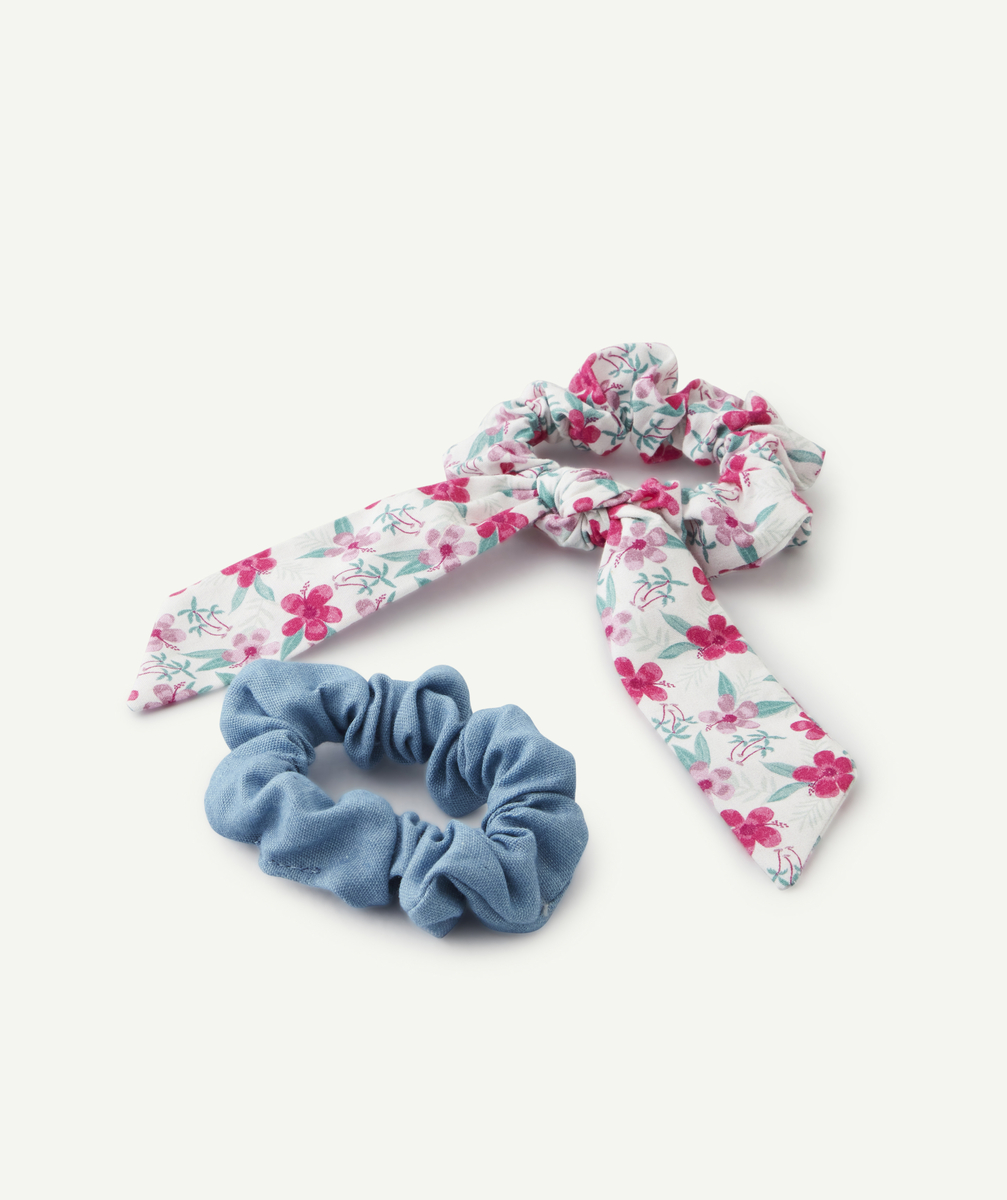 Lot de 2 chouchous fille fleuri et bleu - TU