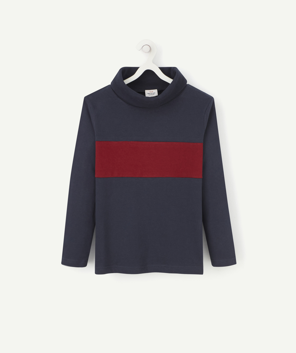 Sous-pull bleu marine et rouge col roulé bébé garçon - 3 A