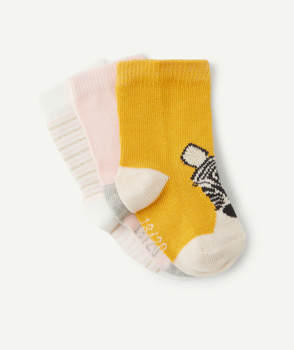 Lot de 3 paires de chaussettes bébé fille avec motif zèbre - 15-17