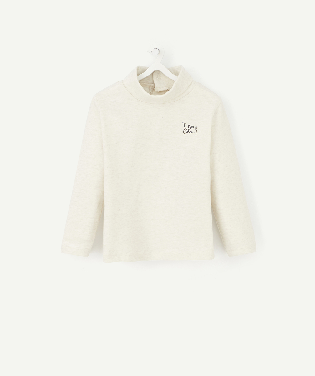 Sous pull col roulé gris chiné bébé garçon avec message - 1 M