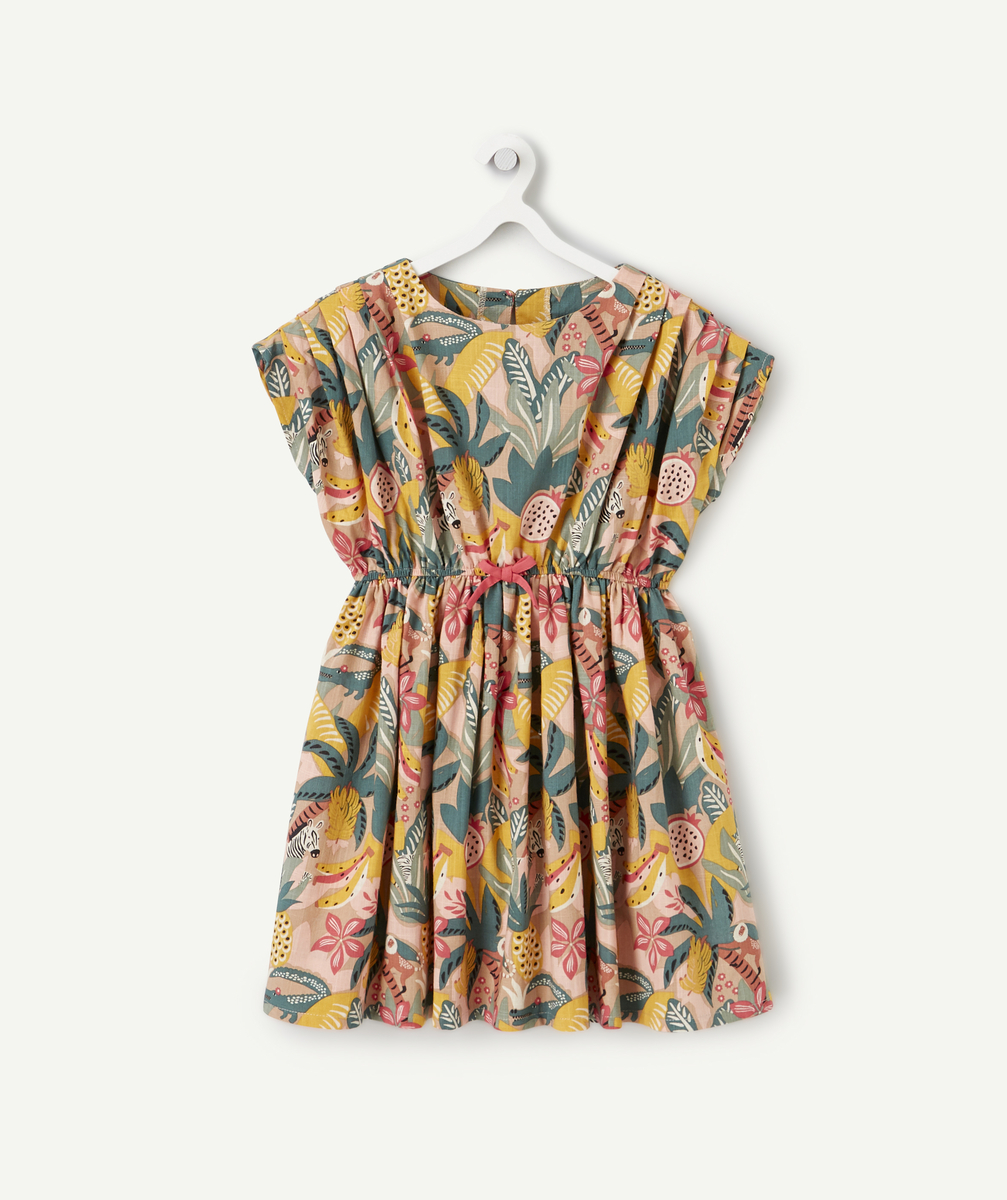 Robe fille en coton imprimée tropical - 12 A