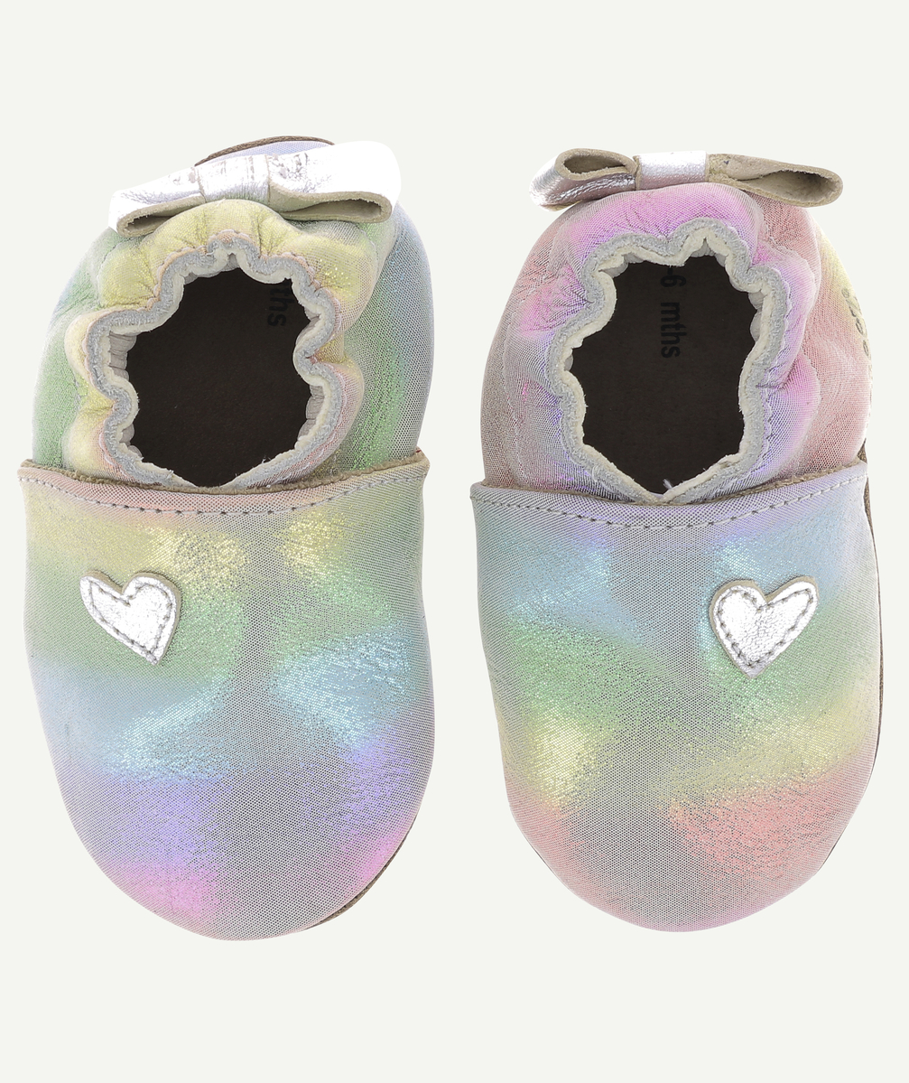 chaussons bébé multicolor en cuir avec coeur - 12-18 m