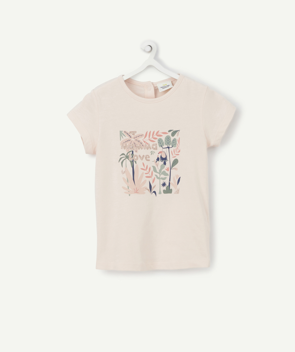 T-shirt bébé fille en coton biologique rose avec imprimé - 12 M