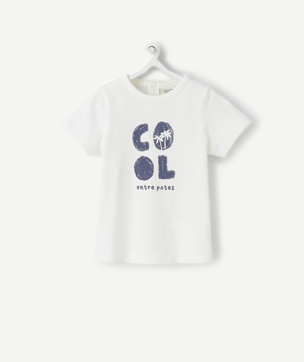 T-shirt bébé garçon blanc en fibres recyclées avec message - 9 M
