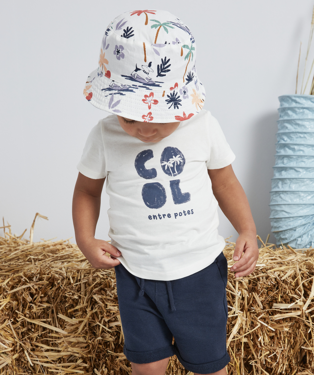 T-shirt bébé garçon blanc en fibres recyclées avec message - 3 M