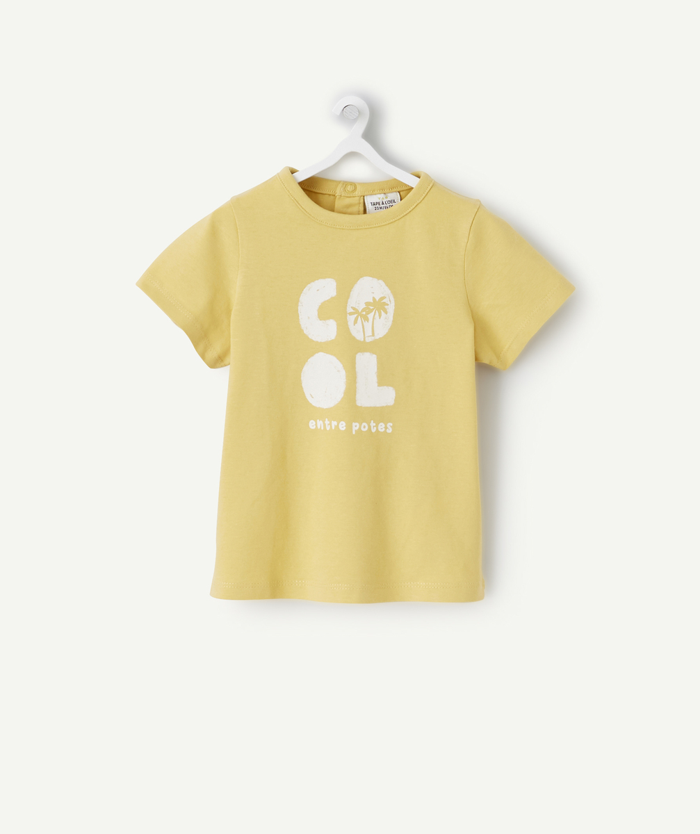 T-shirt bébé garçon en fibres recyclées jaune avec message - 1 M