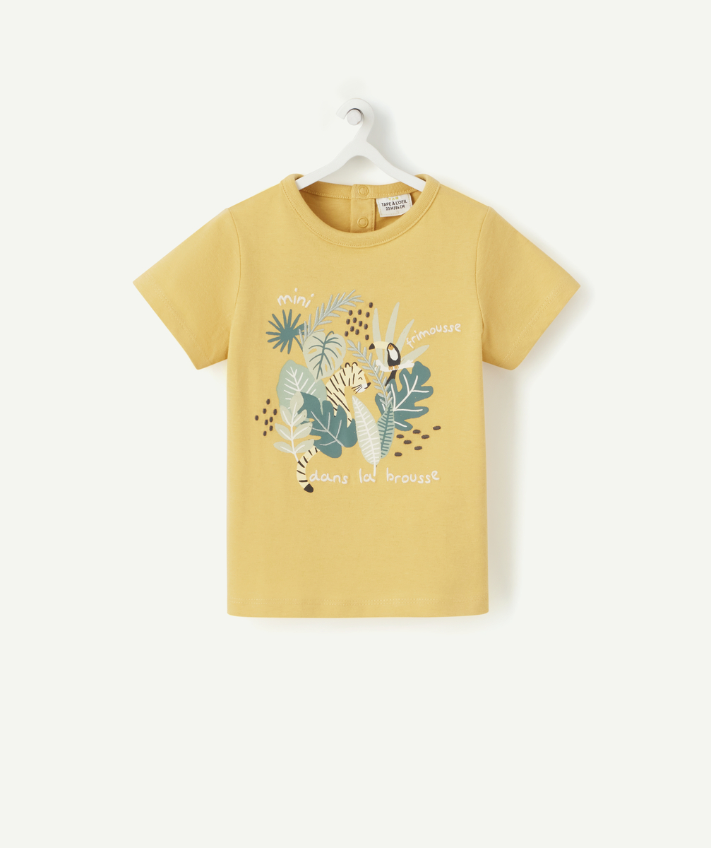 T-shirt bébé garçon jaune en fibres recyclées avec animation - 1 M