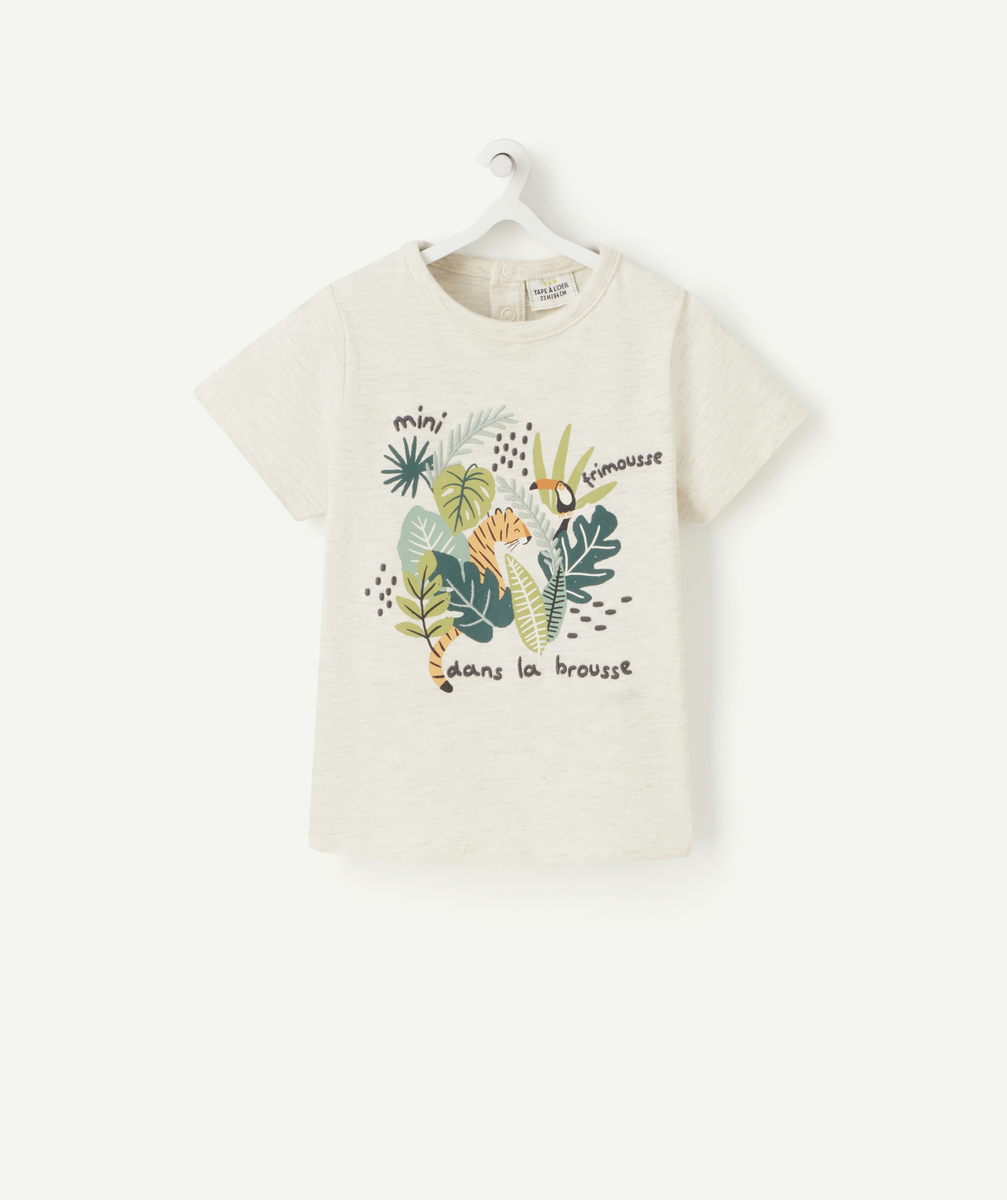 T-shirt bébé garçon en fibres recyclées écru avec animation - 1 M