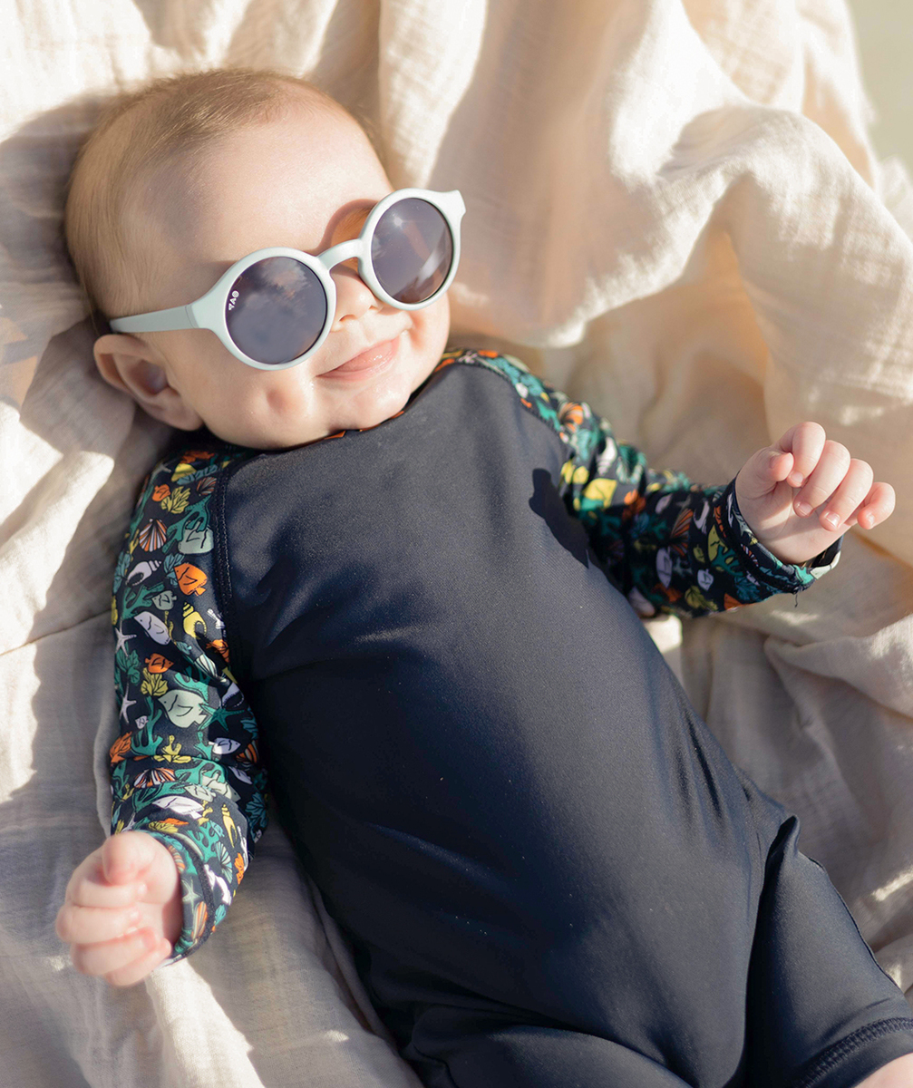 Lunettes de soleil ronde bleu bébé garçon - TU