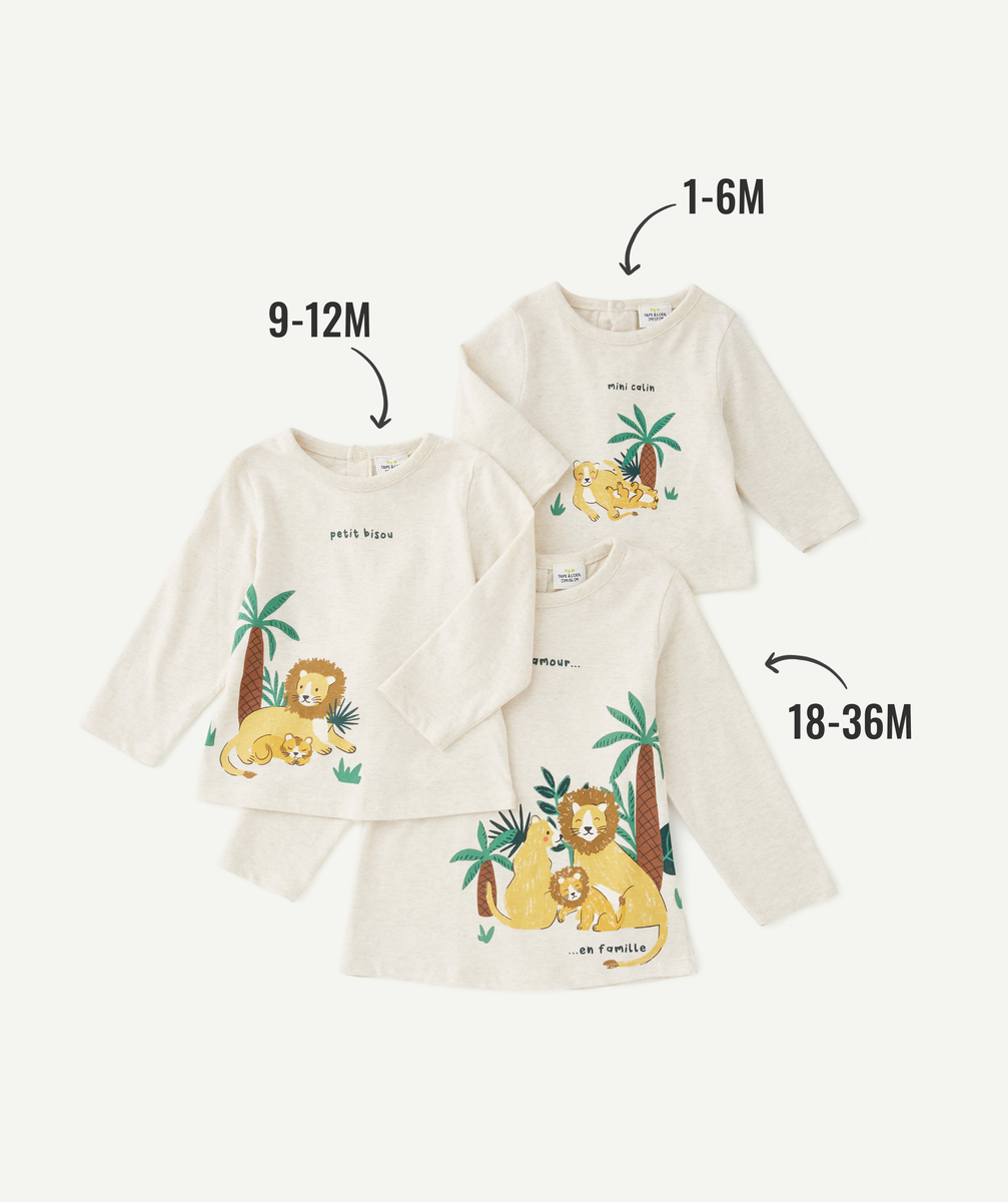 T-shirt évolutif à manches longues bébé garçon en coton écru - 9 M