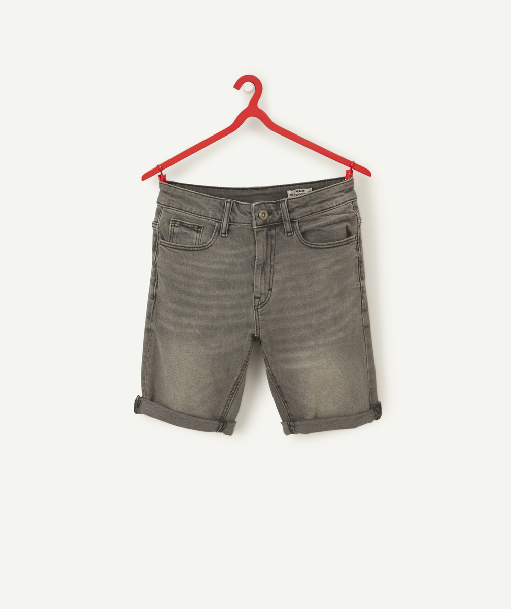 Bermuda slim garçon en denim less water gris - XXS