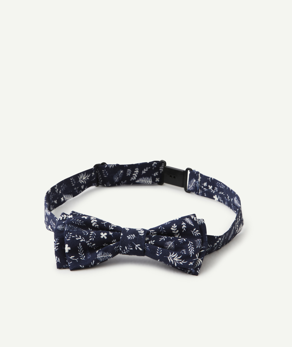 Noeud papillon garçon en coton bleu marine imprimé - TU