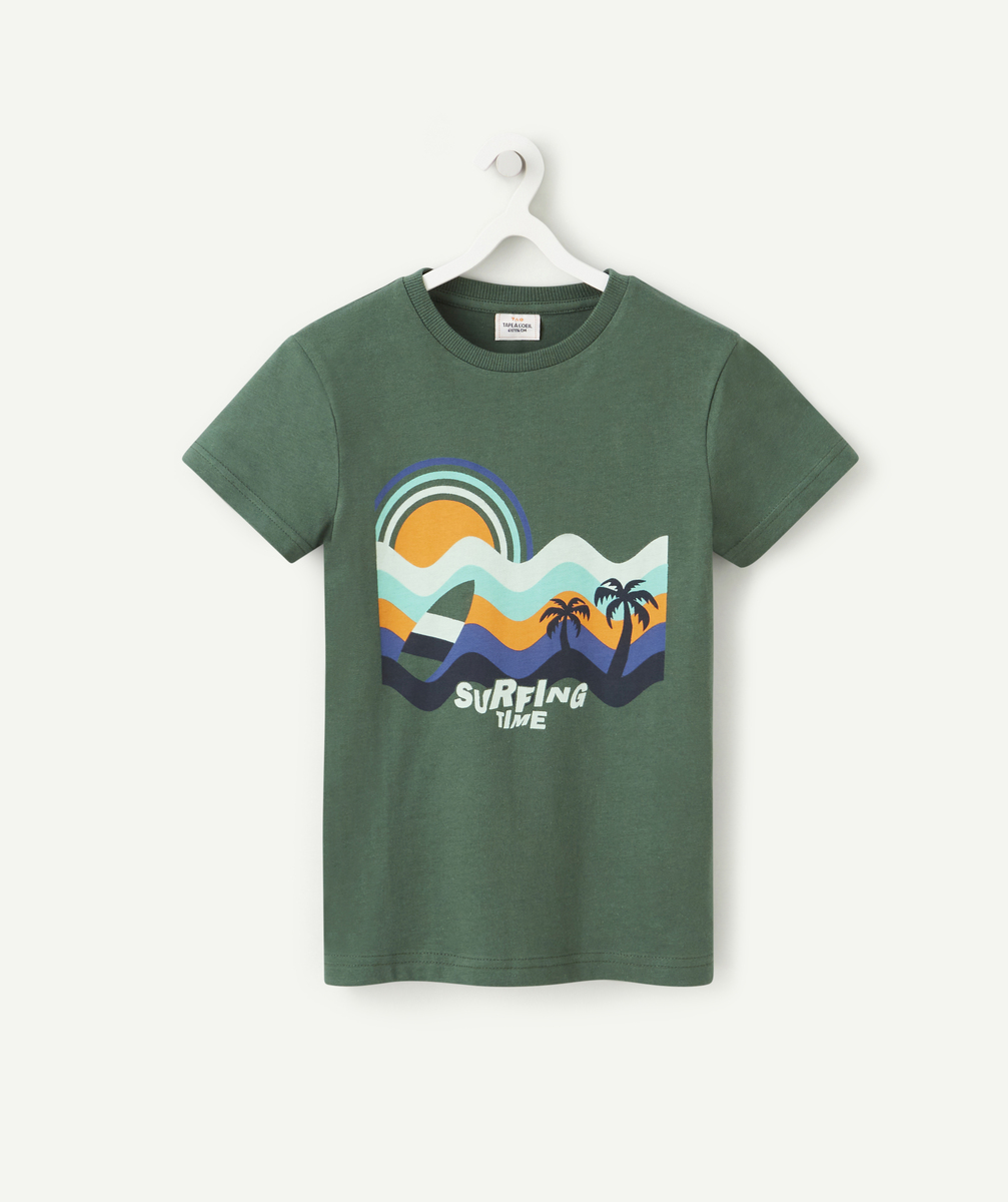 T-shirt garçon vert forêt en coton bio thème surf - 6 A