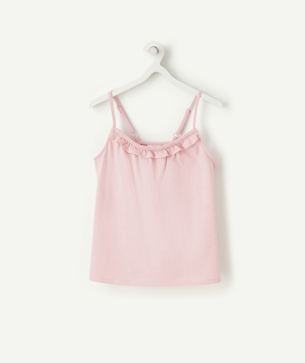 T-shirt à bretelles fille rose en fibres recyclées - 10 A