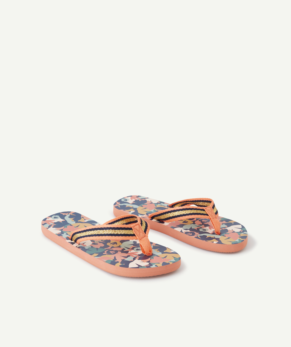 Tongs fille avec semelles imprimées fleuries - 28-29