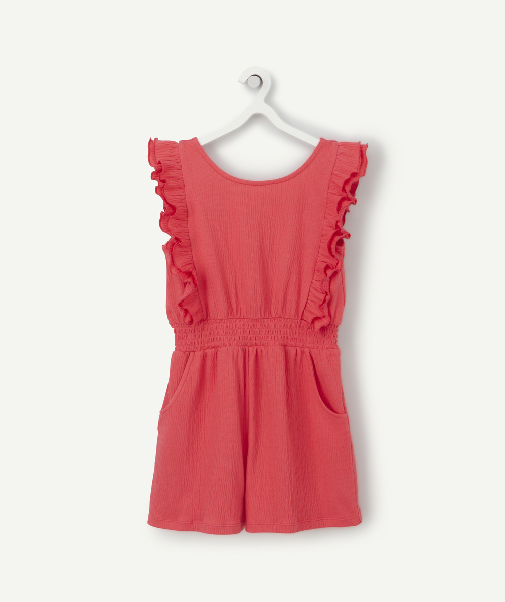 Combi-short fille rose fuschia avec volants et dos ouvert - 4 A